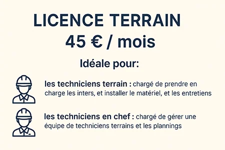 Découvrez nos différentes licences mensuelles (Essentielle, Compta, Chef, Terrain, Directeur), idéales pour chaque profil : téléopérateurs, commerciaux, techniciens ou direction. Gérez vos leads, remplissez les plannings de vos commerciaux, analysez en live vos performances et simplifiez l’organisation avec CBM Manager.